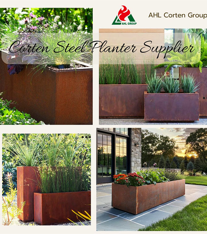 Rusted Steel Planter Boxes For Sale