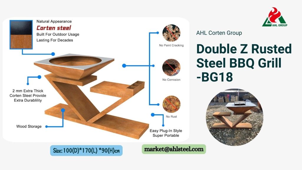 Double Z Rusted Steel BBQ Grill